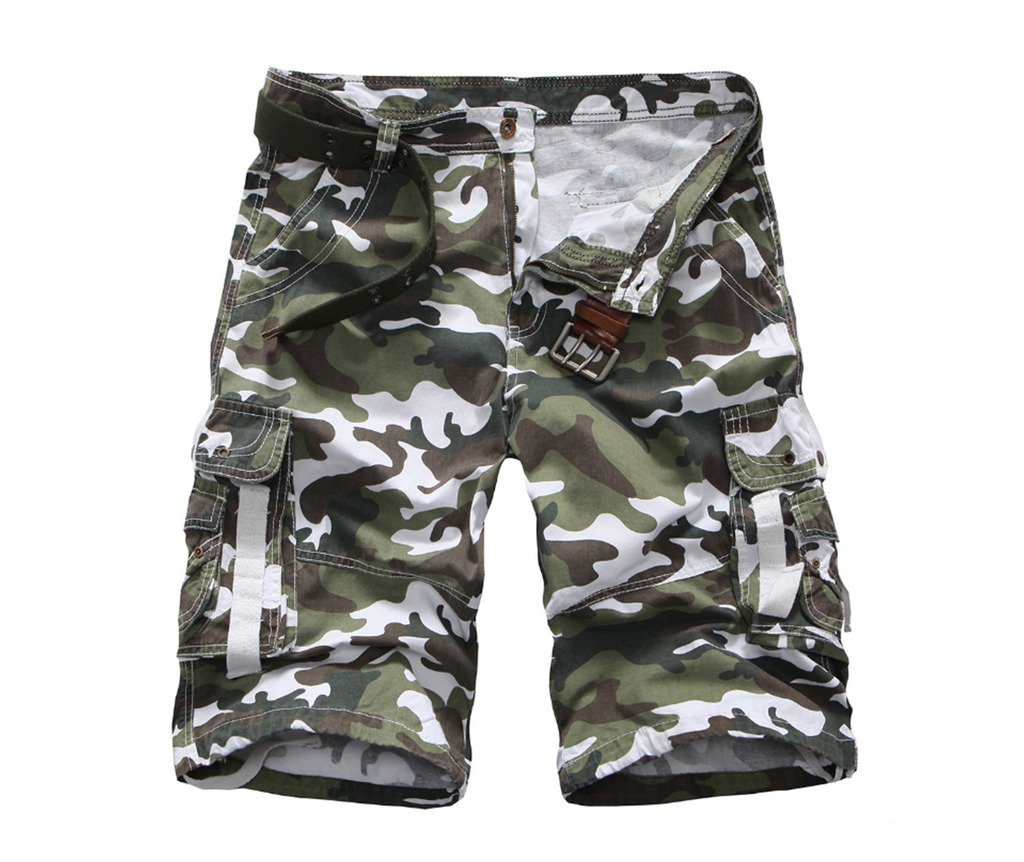 WSLCN Men's Camo Cargo Shorts - Cotton Casual Summer Shorts with No Belt - Perfect for Outdoor Activities, Hiking, and Casual Wear