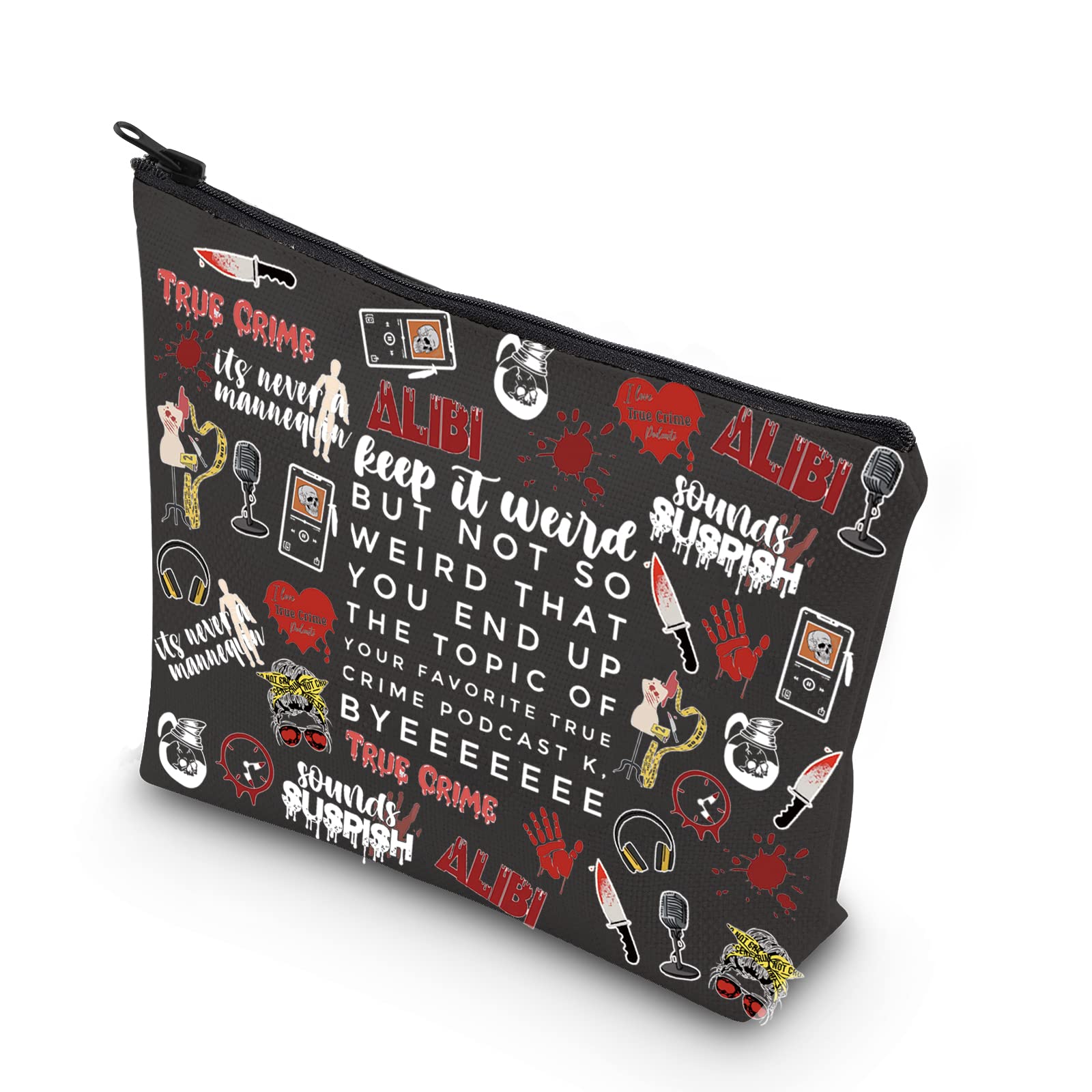 TSOTMO True Crime Inspired Makeup Bag - Morbid Crime Club Gift for True Crime Fans, Zipper Pouch for Cosmetics & Accessories - Perfect for Travel, Gym, and Everyday Use