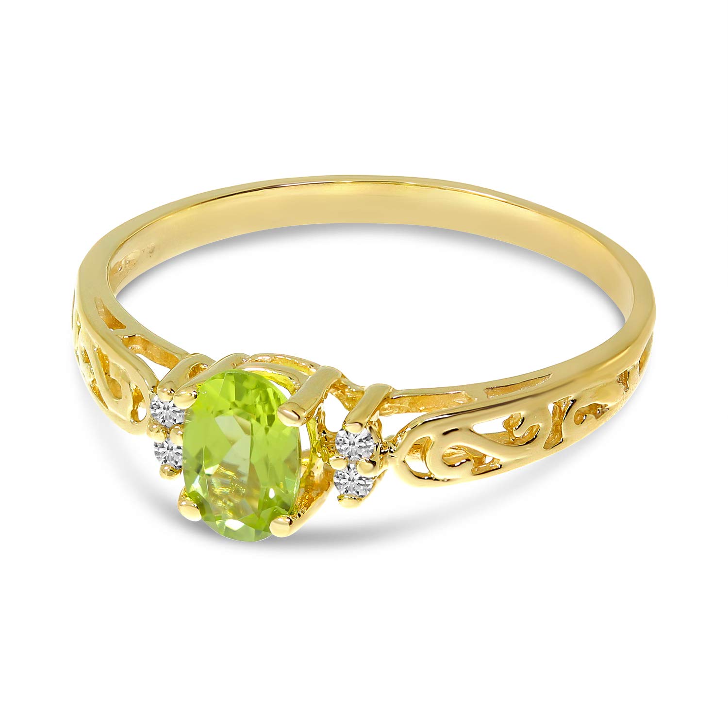 10K Yellow Gold Peridot and Diamond Ring – Elegant Jewelry for Women, Perfect for Engagement, Wedding, Anniversary & Special Occasions