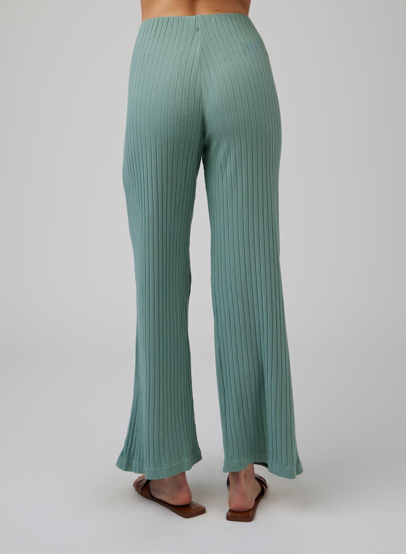 Ribbed Wide Leg Pants for Women - Clean Sage High Waist Comfortable Lounge Pants | Perfect for Yoga, Workout, and Casual Wear