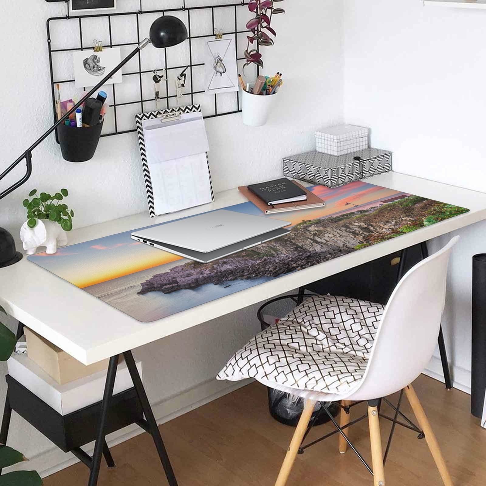 Susiyo Large Extended Gaming Mouse Pad - Non-Slip Rubber Base, 35.4 x 15.7 Inch XXL Desk Mat for Computer Keyboard & Mouse | 3mm Thick | Portland Lighthouse Design | Perfect for Home Office & Gaming Setup