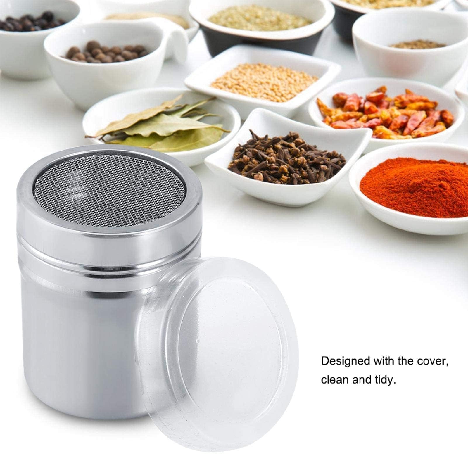 Premium Stainless Steel Fine Mesh Shaker with Lid - Perfect for Powdered Sugar, Cinnamon, Cocoa & Baking Ingredients | Ideal for Home Baking, Cake Decorating & Coffee Shops
