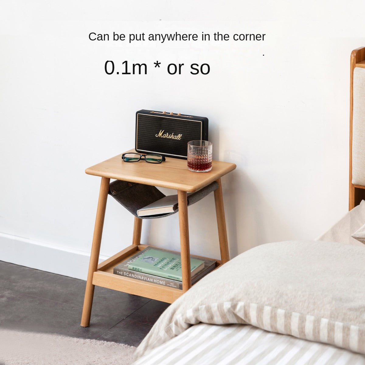 Solid Beech Wood Small Square Coffee Table - Modern Minimalist Side Table for Living Room, Bedroom, or Office - Perfect for Coffee, Books, and Decor