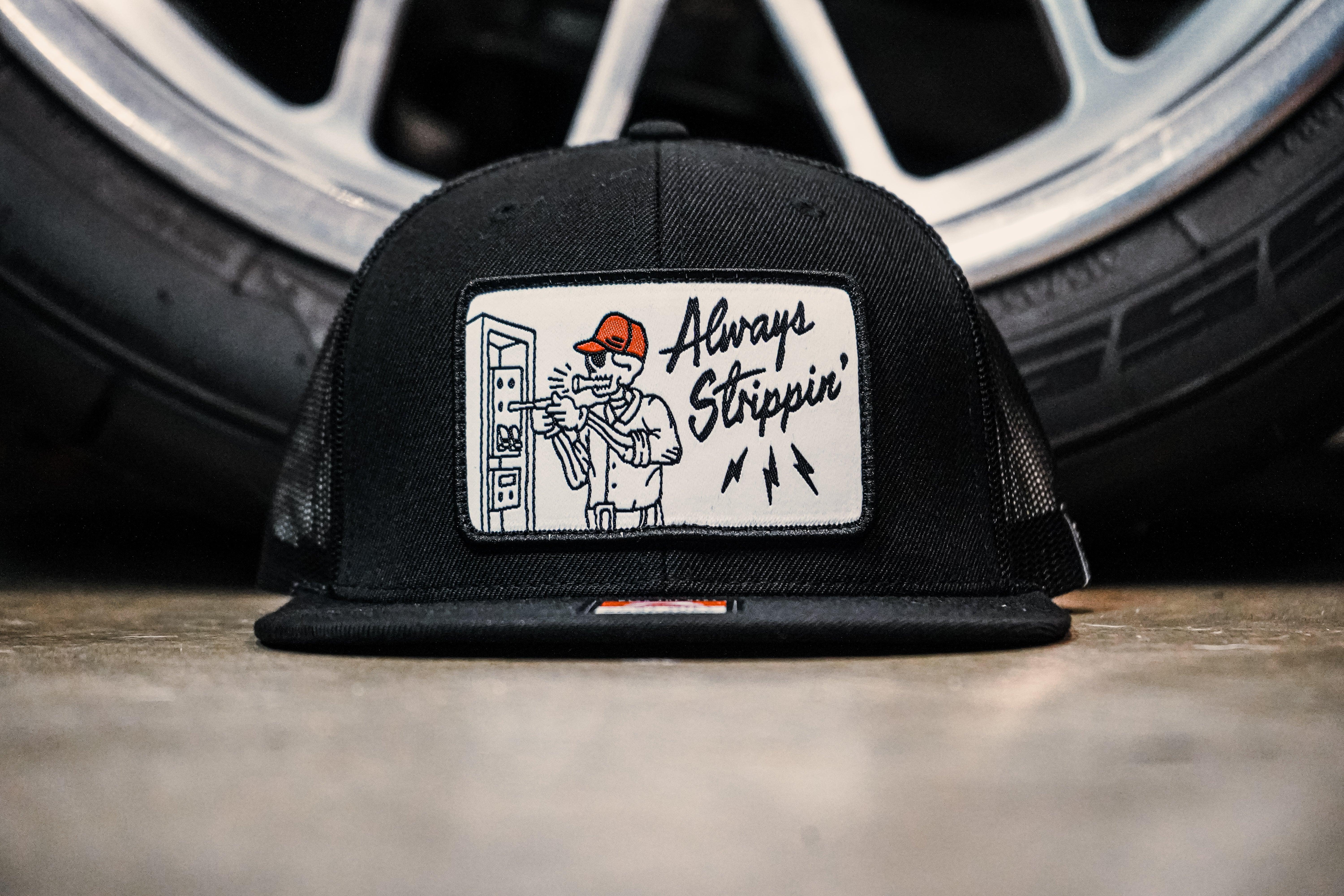 Always Strippin' Meshback Snapback Hat - Black Adjustable Baseball Cap for Men & Women | Perfect for Sports, Outdoor Activities & Streetwear Fashion