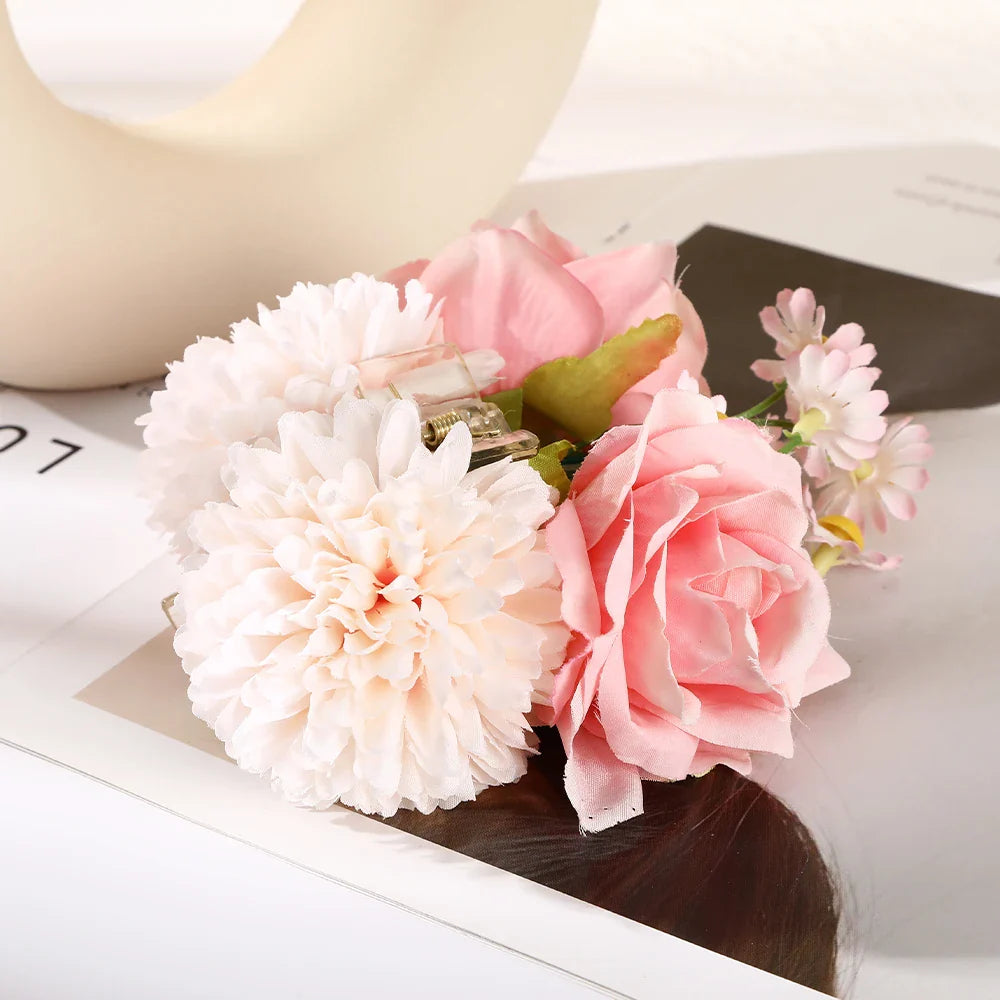 Haimeikang Large Flower Hair Clips for Women - Thick Hair Barrettes, Crab Claw Hairpins, Summer Fashion Hair Accessories for Weddings, Parties, and Everyday Wear