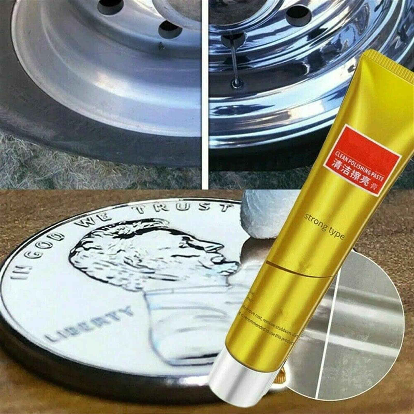 2022 Premium Metal Polishing Paste - Ultimate Stainless Steel Polish Cream | All-Metal Restorer & Rust Remover for Brass, Chrome, Aluminum | 10-Piece Kit for Jewelry, Cutlery, Automotive & Home Appliances Care