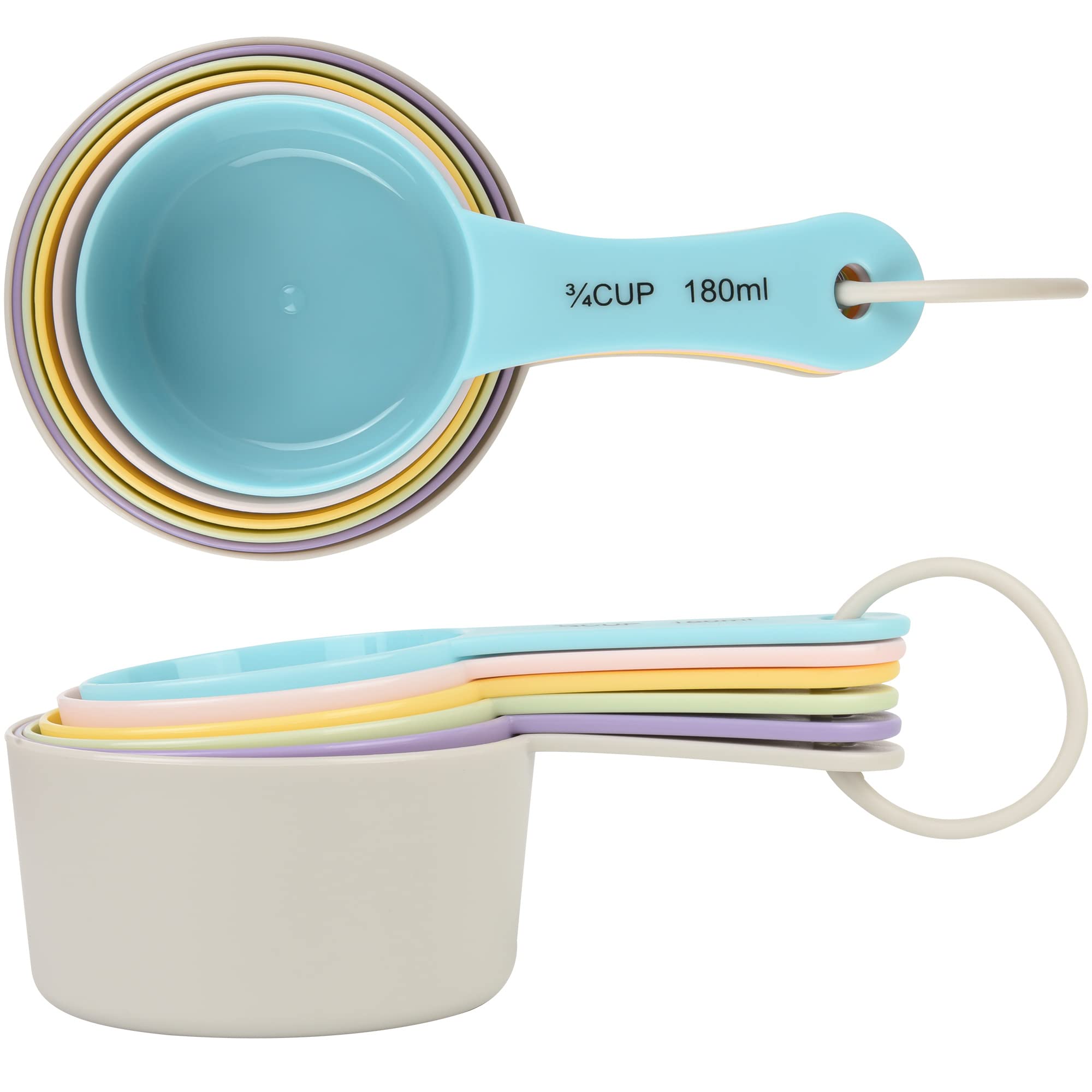 Smithcraft 6-Piece Plastic Measuring Cups Set - 3/4 & 2 Cup Measuring Cups for Baking, Cooking & Kitchen - Colorful Food Measurement Tools (Purple) - Perfect for Measuring Dry & Liquid Ingredients in Recipes