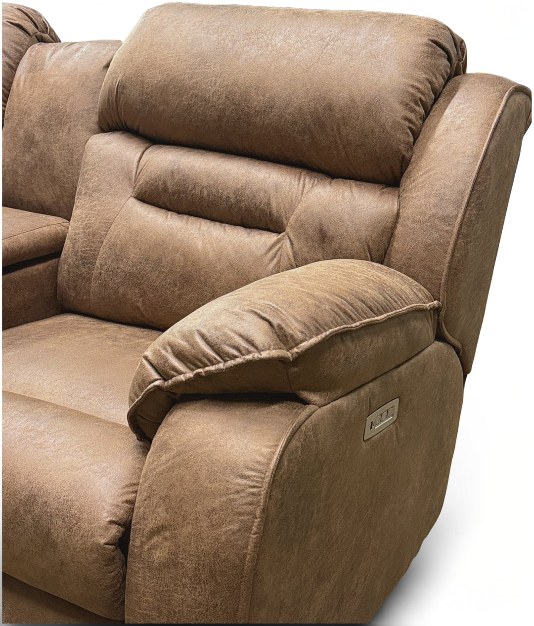Power Reclining Loveseat with Console - Modern Remix Design, USB Charging & Cup Holders - Perfect for Living Room, Home Theater & Small Spaces