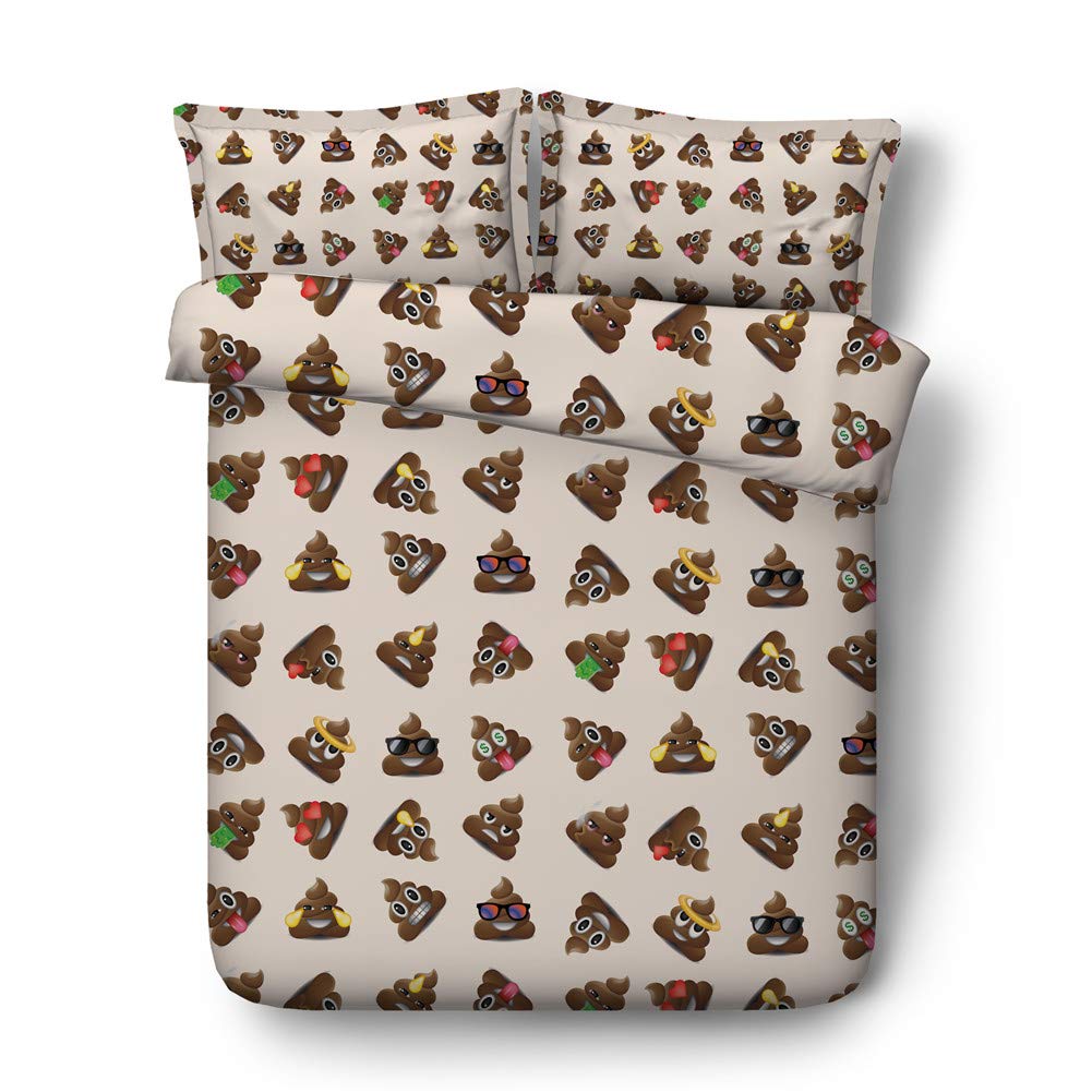 JF-440 Kids Poop-Themed 3-Piece Full Size Bedding Set - 1 Duvet Cover & 2 Pillow Shams (No Comforter Included) | Fun Children's Room Decor for Boys & Girls | Perfect for Themed Bedrooms, Sleepovers & Playful Nursery Designs