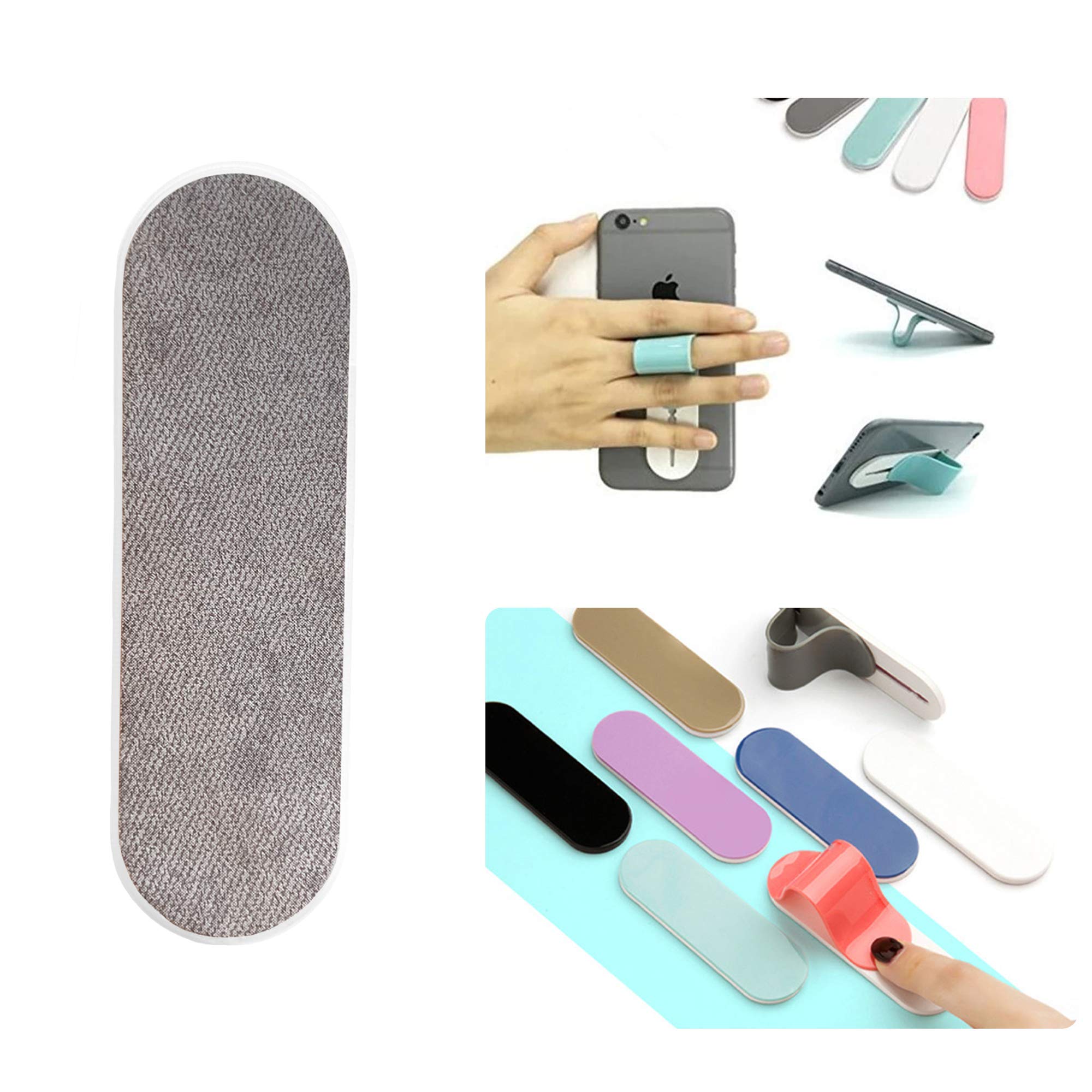 ZOQIZA Universal Phone Grip Holder - Portable Finger Strap with Kickstand for iPhone, Samsung & All Smartphones (Denim Gray) | Perfect for One-Hand Use, Selfies & Video Watching