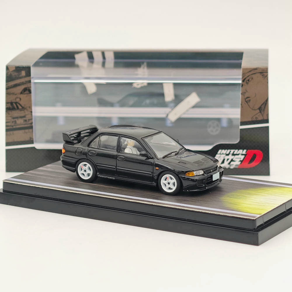 1/64 Mitsubishi Lancer RS Evolution III INITIAL D Black Diecast Model Car - Limited Edition Collectible for Anime Fans & Car Enthusiasts - Perfect for Display, Gifts, and Anime-Themed Collections