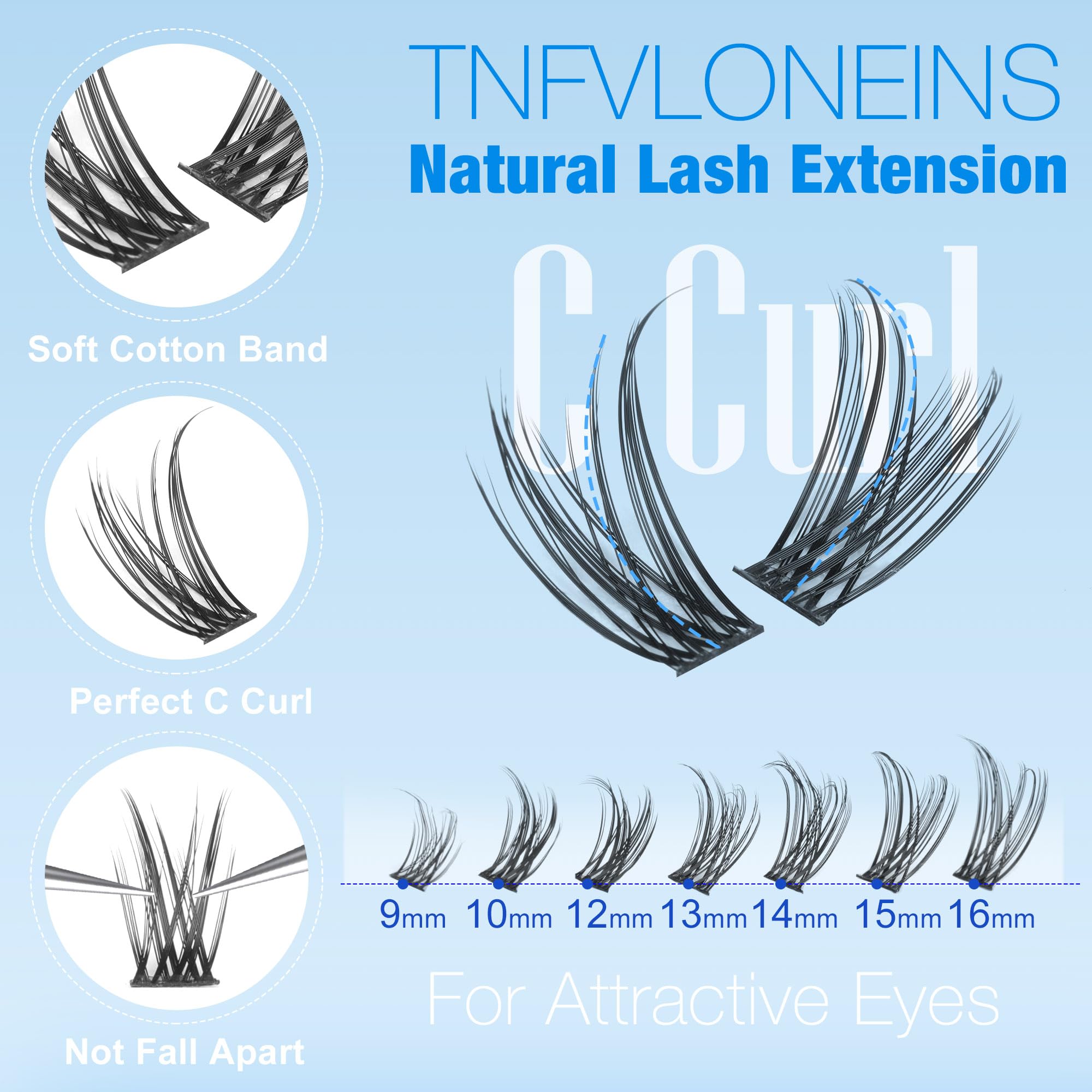 Natural Wispy Lash Clusters Kit - DIY Eyelash Extension Set with C Curl & Waterproof Individual Lashes | Soft Cluster Lashes with Bond & Seal | Perfect for Daily Wear, Special Occasions & Professional Makeup