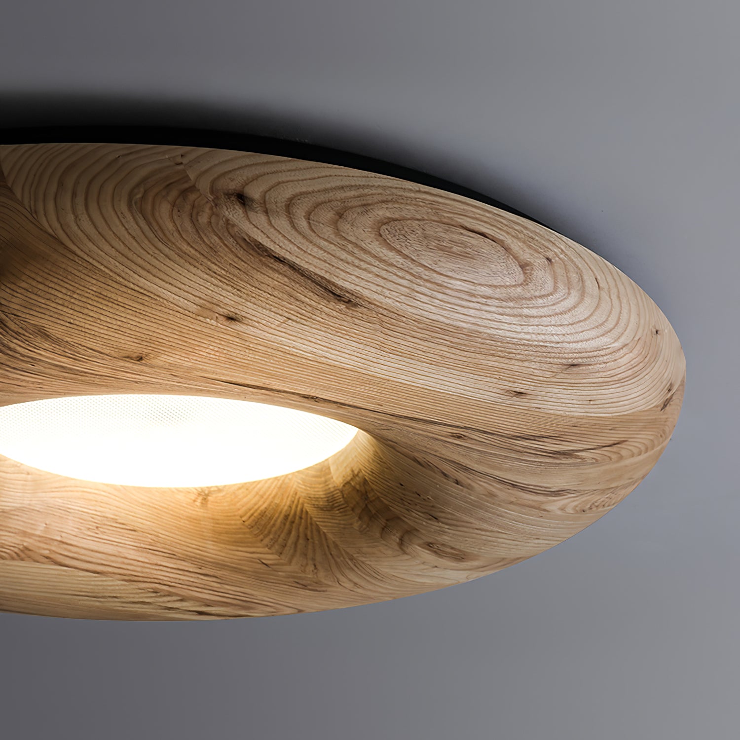 Modern Donut Wood Ceiling Light Fixture - Handcrafted Wooden Ring Chandelier for Dining Room, Bedroom & Living Room - Eco-Friendly Natural Wood Design for Home Decor