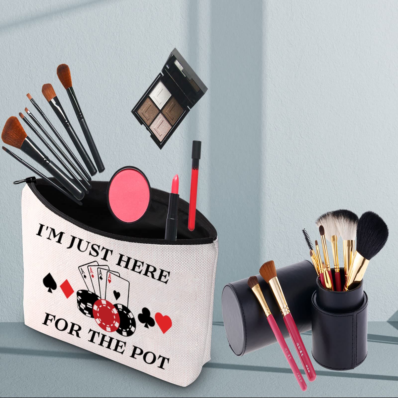 PWHAOO Gambling Storage Bag - Poker Gift & Casino Theme Party Accessory for Poker Players (I'm Just Here For The Pot) - Perfect for Casino Nights, Poker Tournaments & Themed Gifts