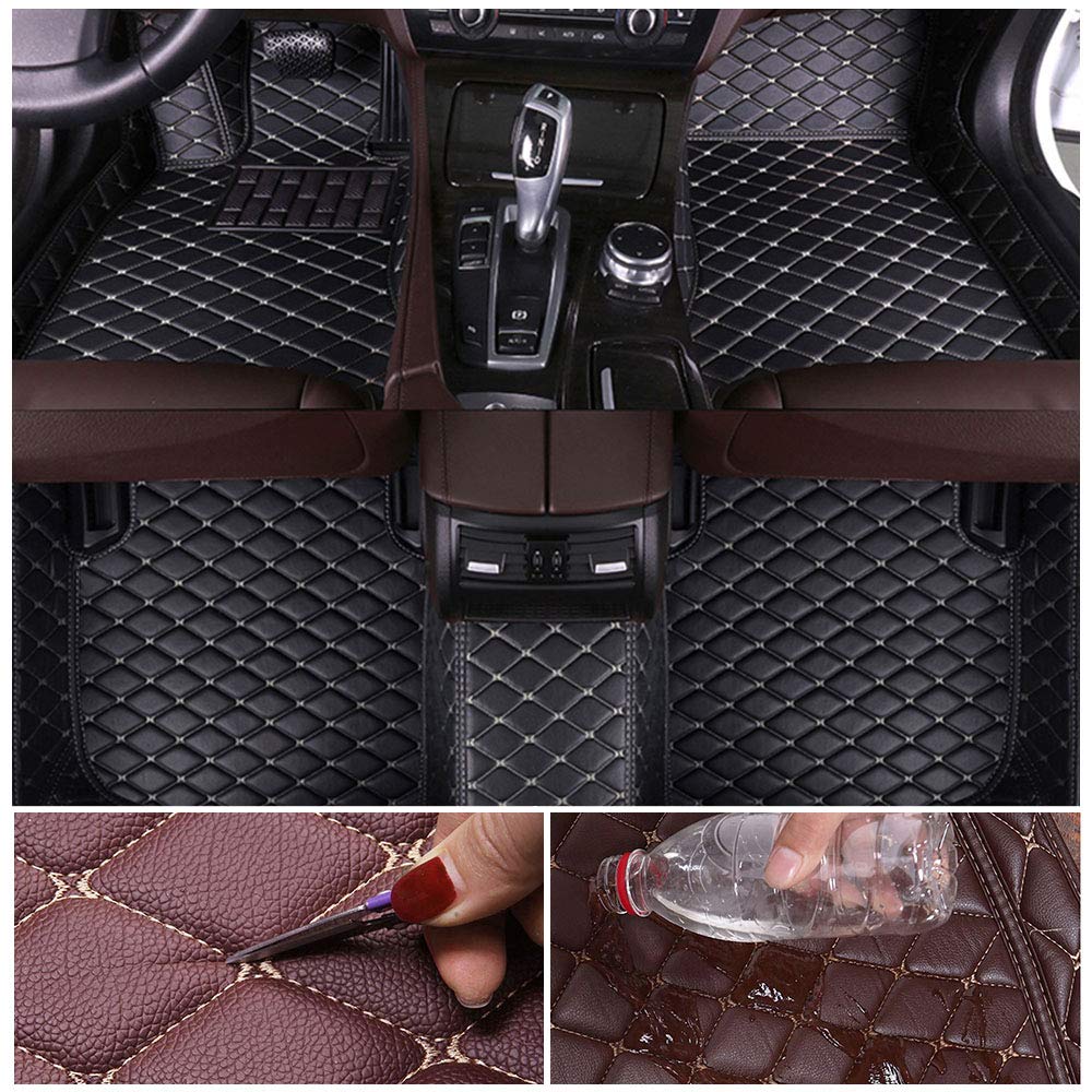Custom Fit All-Weather Car Floor Mats for Toyota Crown 2015-2018 - Premium Leather Waterproof Floor Liners with Non-Slip Design (Black/Beige) - Perfect for Daily Commuting, Road Trips & Winter Protection