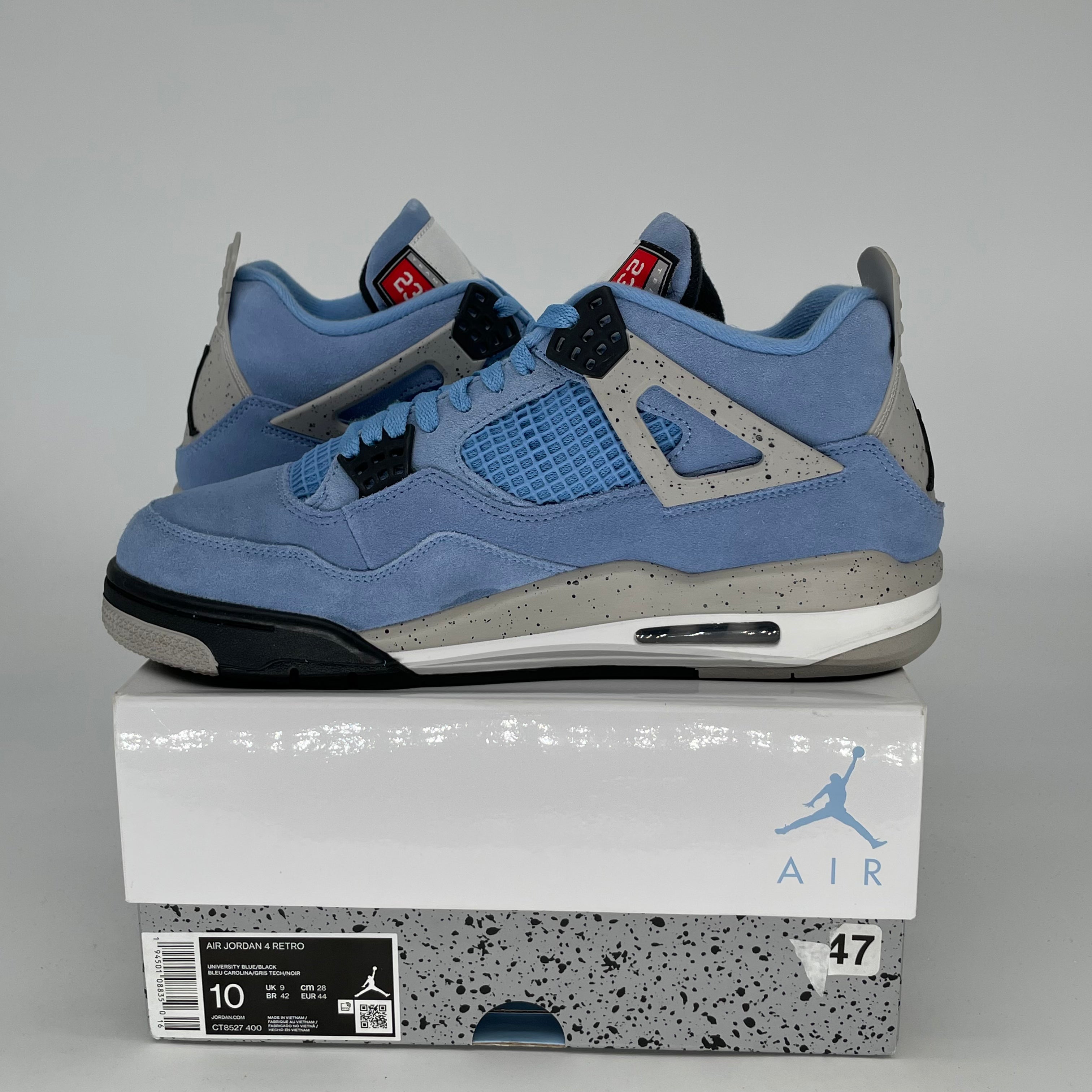 AIR JORDAN 4 UNIVERSITY BLUE Retro Sneakers - Men's Size 10/Women's Size 11.5 - Style Code CT8527-400 | Authentic Basketball Shoes for Streetwear & Sports Performance