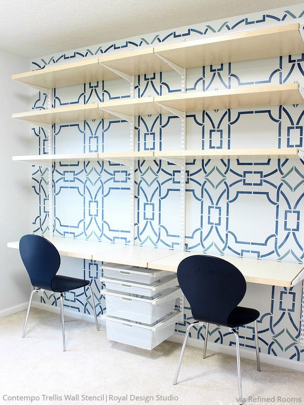Contempo Trellis Wall Stencil - Reusable DIY Home Decor Painting Template for Walls, Furniture & Crafts | Perfect for Bedroom, Nursery, Living Room & Office Accent Walls