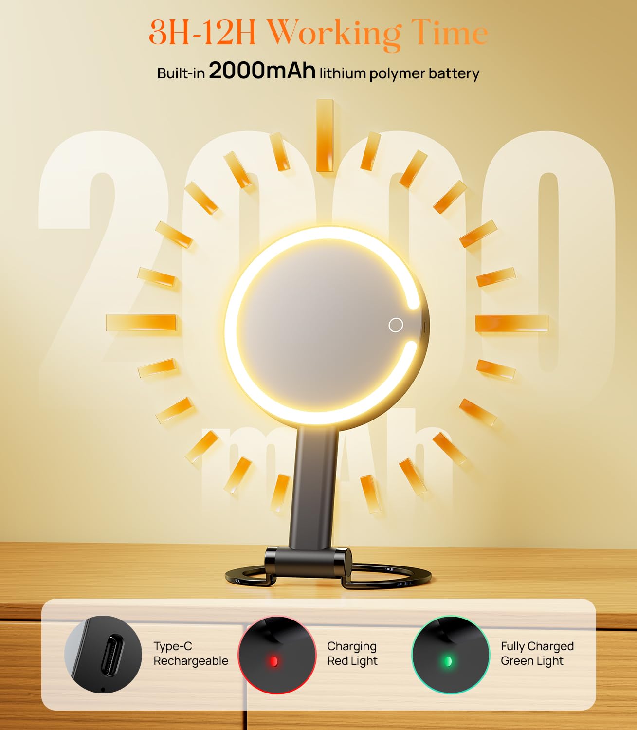 10X Magnifying Travel Mirror with Light - Rechargeable LED Makeup Mirror for Travel & Home