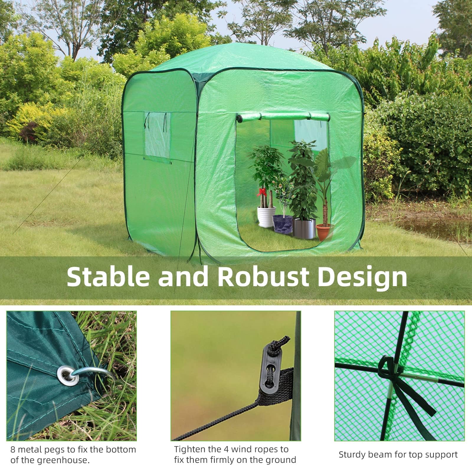Upgraded Pop-Up Plant Greenhouse for Outdoors - 96