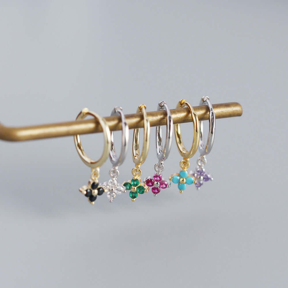 Small Flower Everyday Clip On Hoop Earrings for Women | LN0209 | Perfect for Casual Wear, Office & Special Occasions