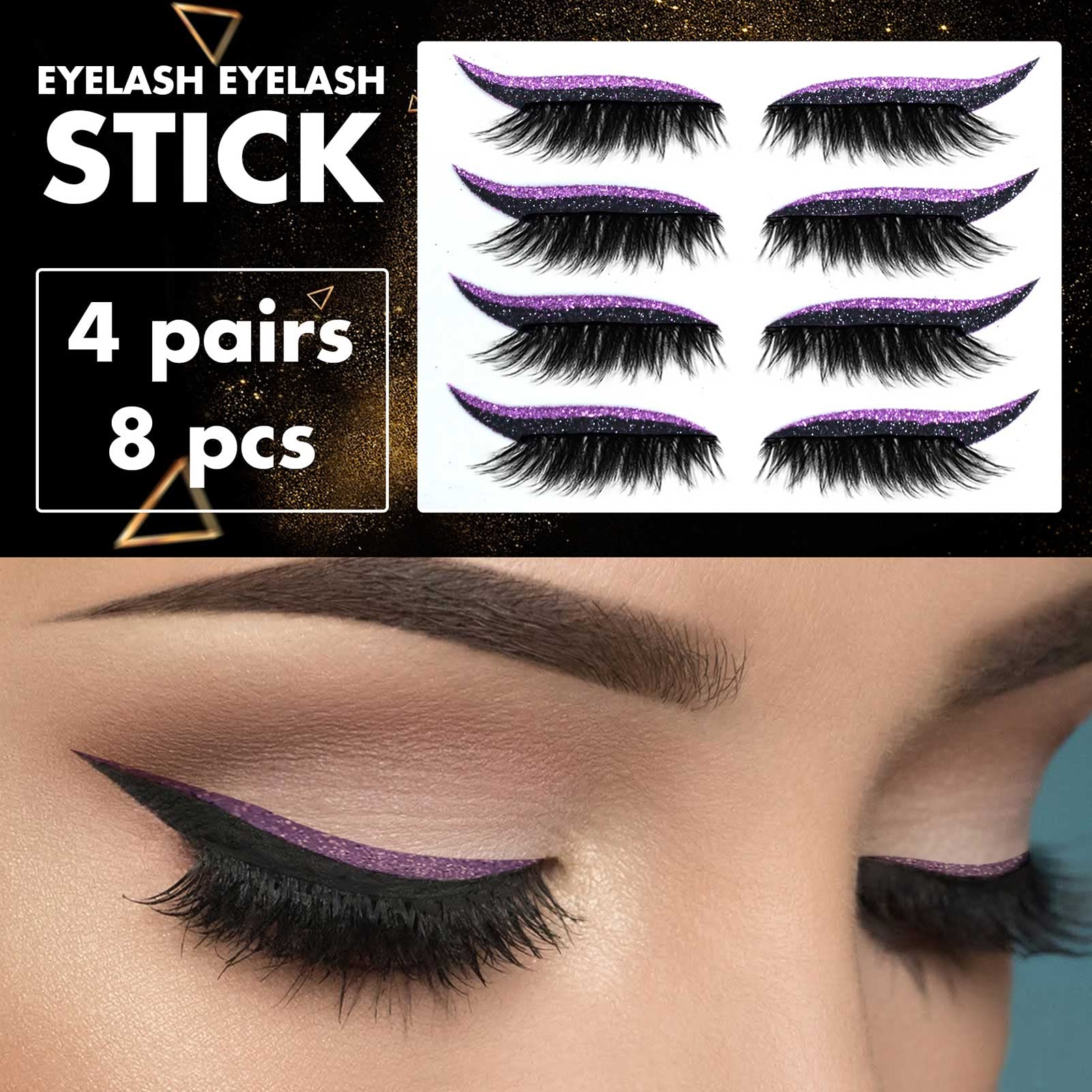 4 Pairs Universal Eyeliner & Eyelash Patches - Waterproof, Reusable Eye Makeup Stickers for Perfect Winged Liner & Lash Application - Ideal for Daily Makeup, Parties, and Professional Salon Use