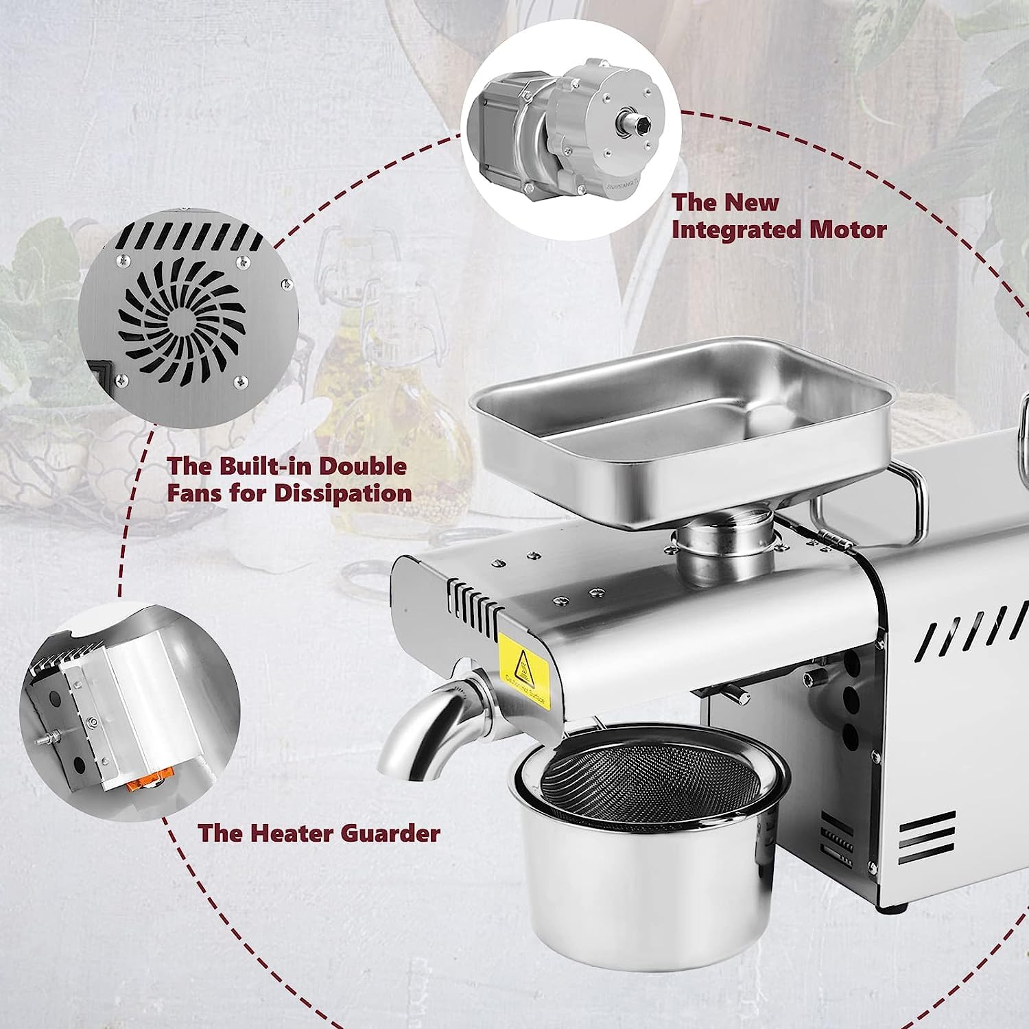 610W Cold/Hot Press Oil Extractor Machine - Automatic Nut & Seed Oil Press for Home & Commercial Use | 304 Stainless Steel, Intelligent Control, 110V | Perfect for Organic Cooking, Salad Dressings & DIY Beauty Products