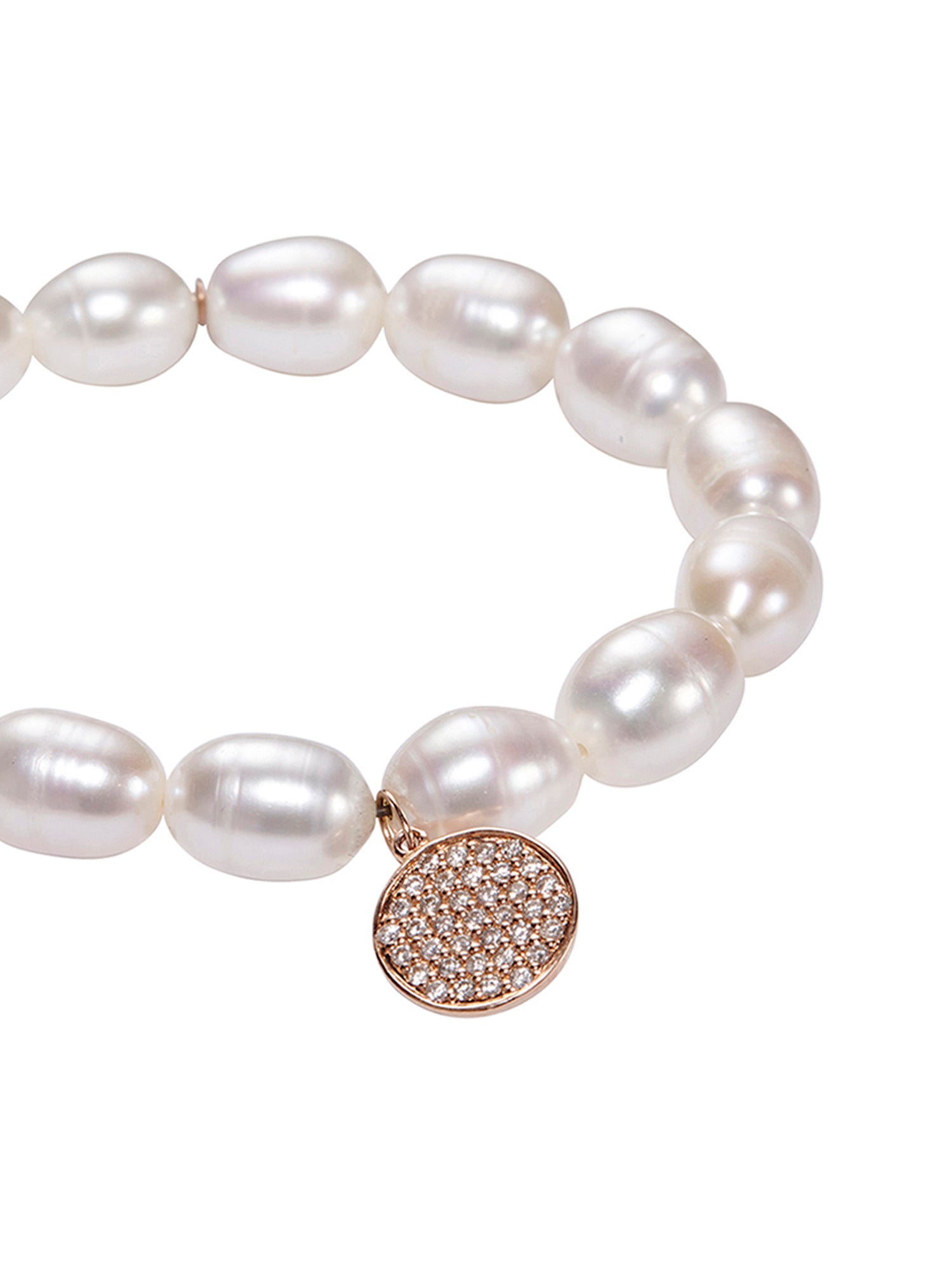 Exquisite Pearl Pavé Diamond Disc Bracelet - Elegant Stackable Jewelry for Women, Perfect for Weddings, Parties & Special Occasions