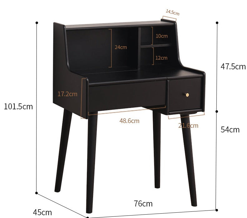 ISABEL TOKYO Japanese Scandinavian Dresser Vanity Table with Mirror - Walnut, Black, White & Gray Colors - Perfect for Bedroom, Dressing Room & Makeup Studio