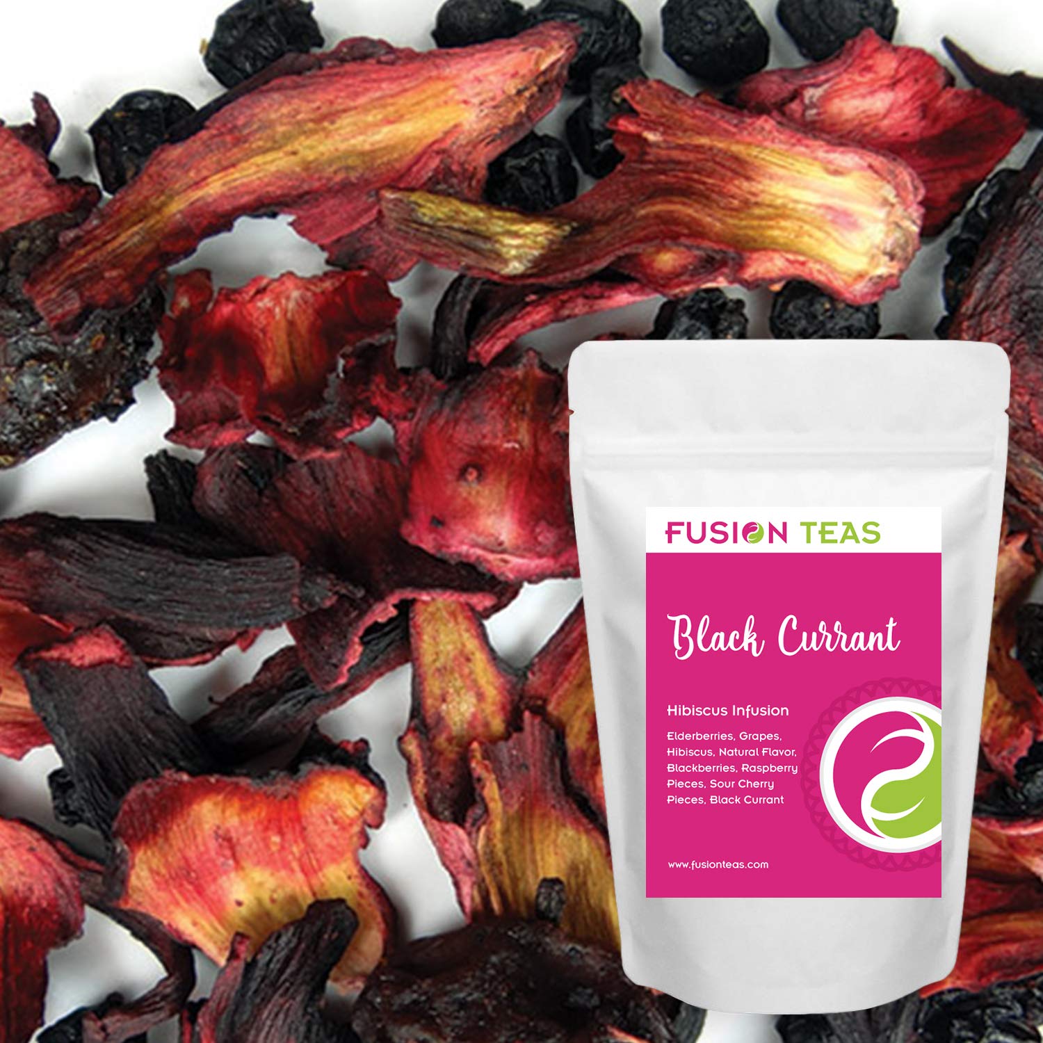 Organic Black Currant Hibiscus Herbal Tea - Caffeine Free Loose Leaf Blend, 1lb (16oz) Bulk Pack - Perfect for Iced Tea, Relaxation & Antioxidant Boost
