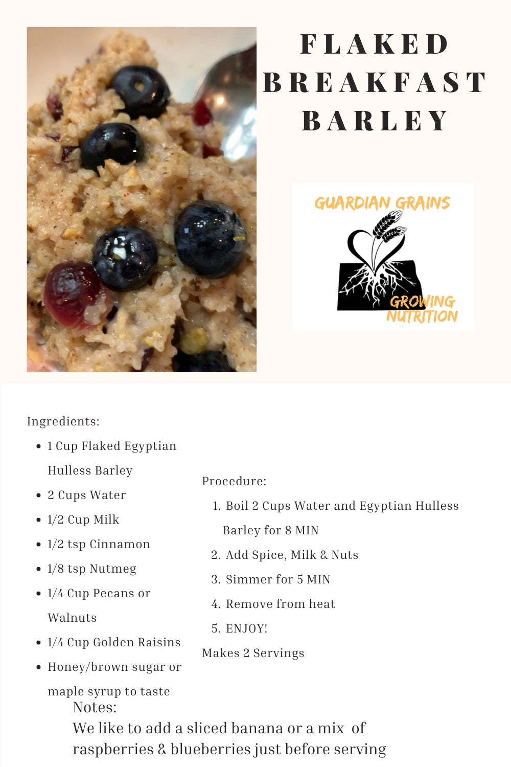 Organic Whole Flaked Egyptian Hulless Barley - Non-GMO, Gluten-Free Superfood for Baking, Smoothies & Healthy Breakfast