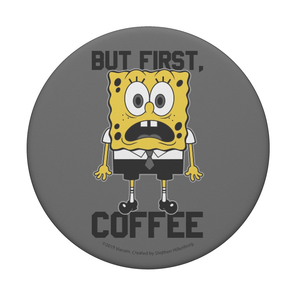 SpongeBob SquarePants Wide-Eyed Coffee Mug PopSocket - Standard PopGrip Phone Grip & Stand for iPhone, Samsung, Smartphones - Perfect for Office, Home, Travel & Daily Use