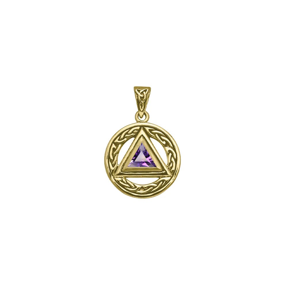 Celtic AA Symbol 14K Yellow Gold Pendant with Genuine Gemstone - Perfect for Spiritual Jewelry & Meaningful Gifts