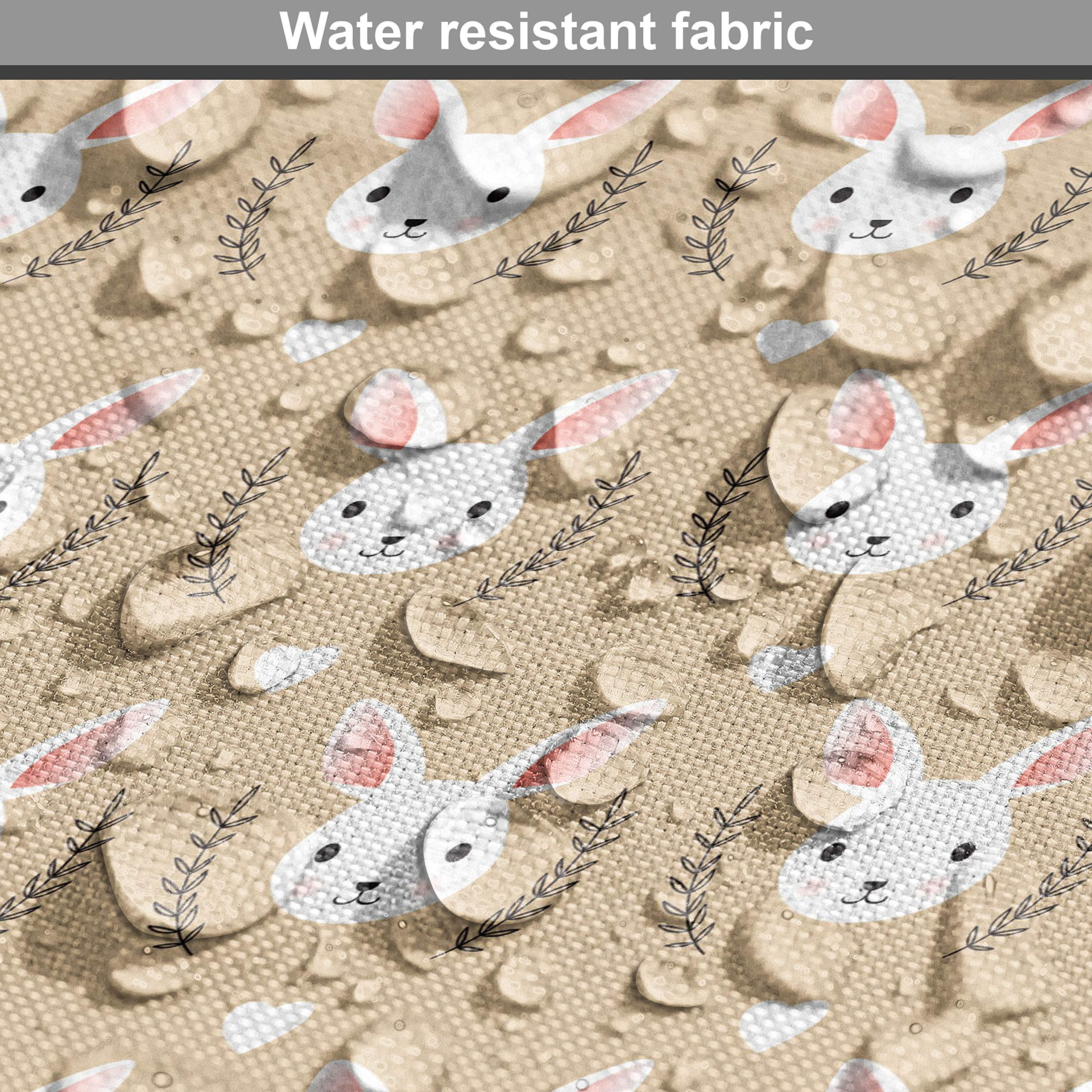 Ambesonne Animal Print Fabric by The Yard - Repeating Rabbit Heads with Long Ears, Brown Tan Upholstery Material for Sofa, Curtains & Home Decor (10 Yards) | Perfect for DIY Projects, Nursery Decor & Farmhouse Style