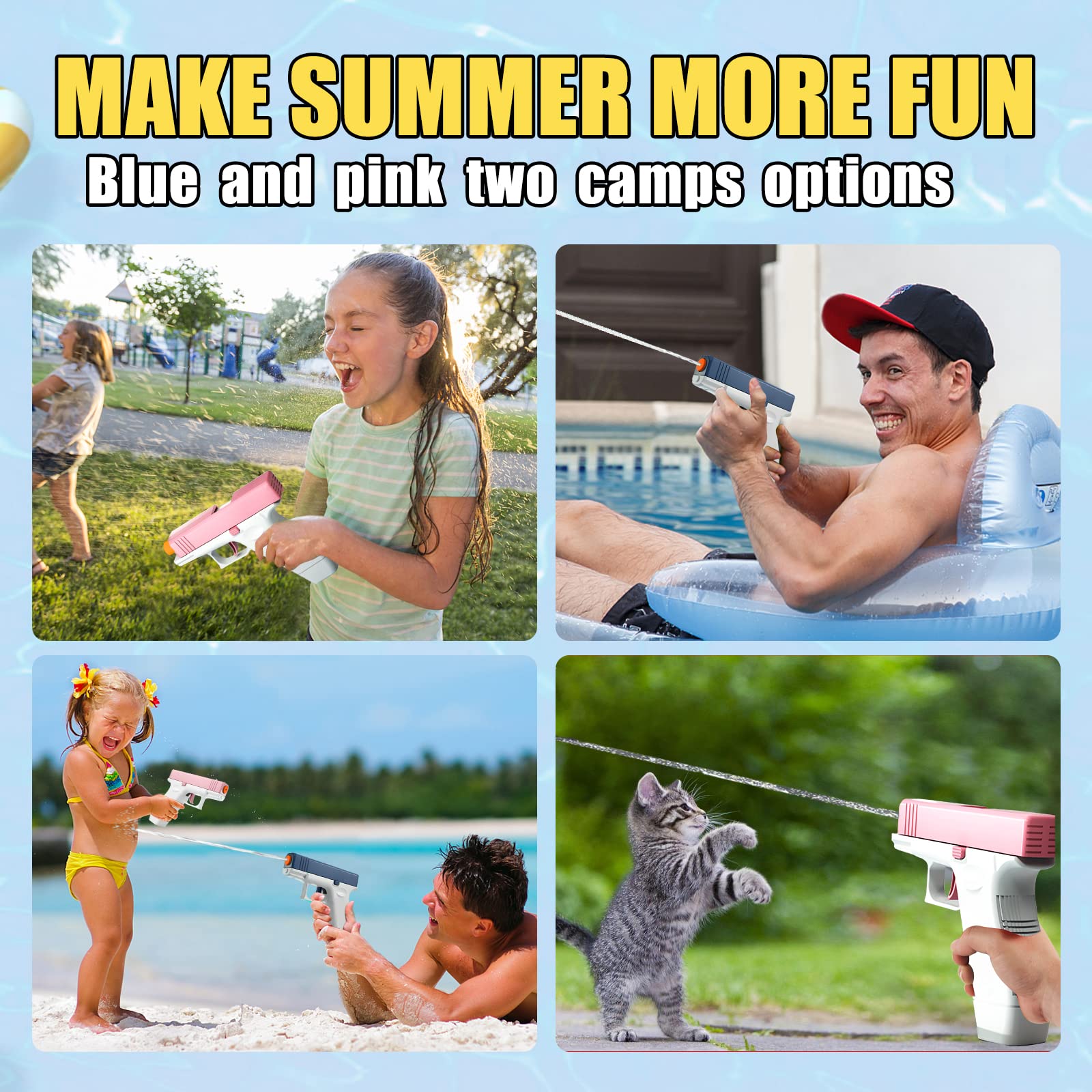 2 Pack Kids Water Guns - 100CC High Capacity Water Blaster Soaker Pistol Toys for Boys & Girls, Outdoor Summer Pool Beach Toys for Toddlers (Blue & Pink) | Perfect for Backyard Battles, Birthday Parties & Summer Fun