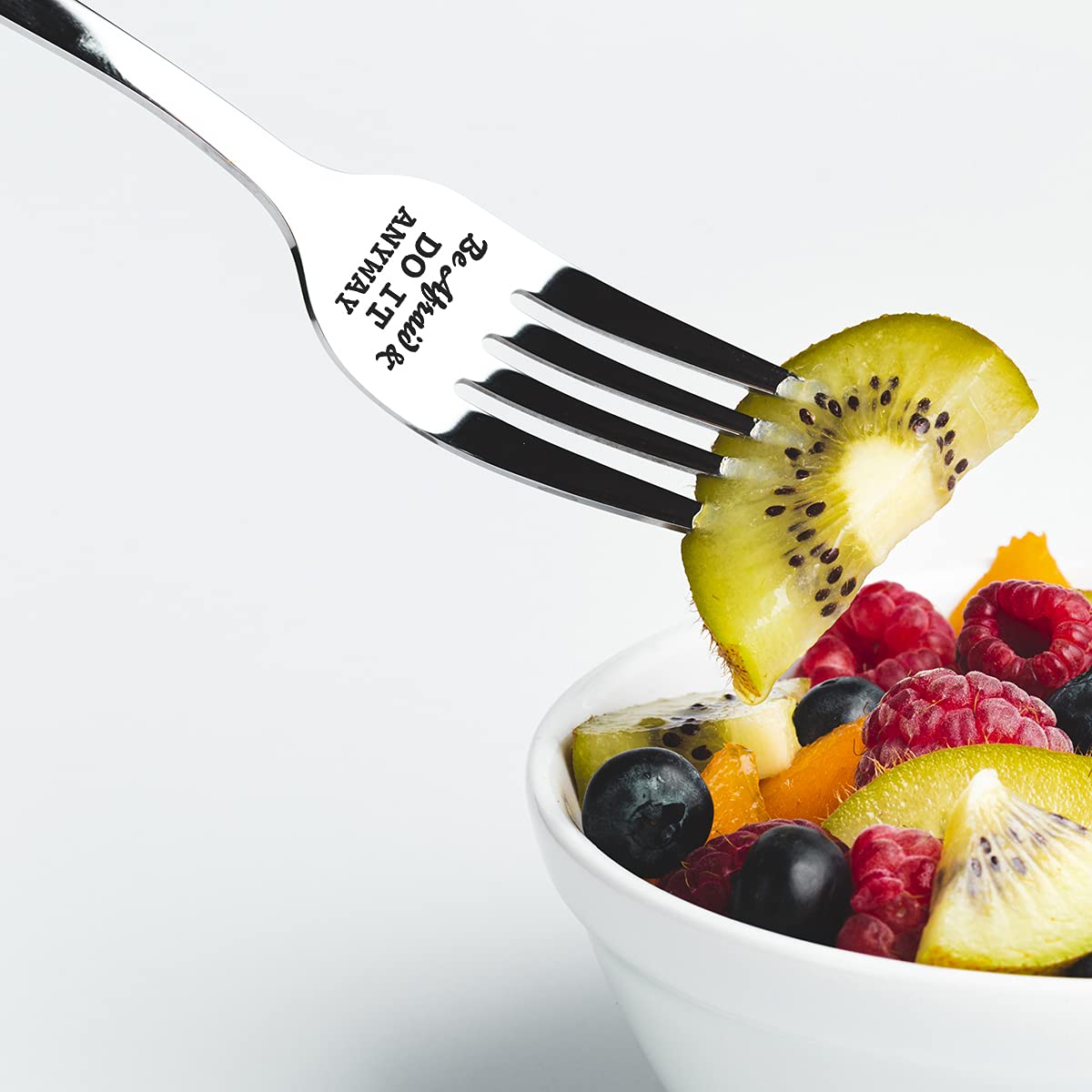 Be Afraid & Do It Anyway Motivational Fork - Stainless Steel Engraved Utensil for Women & Men - Inspirational Get Well Gift for Recovery, Eating Disorder & Mental Illness Support - Perfect for Teens, Daily Meals & Encouragement Gifts