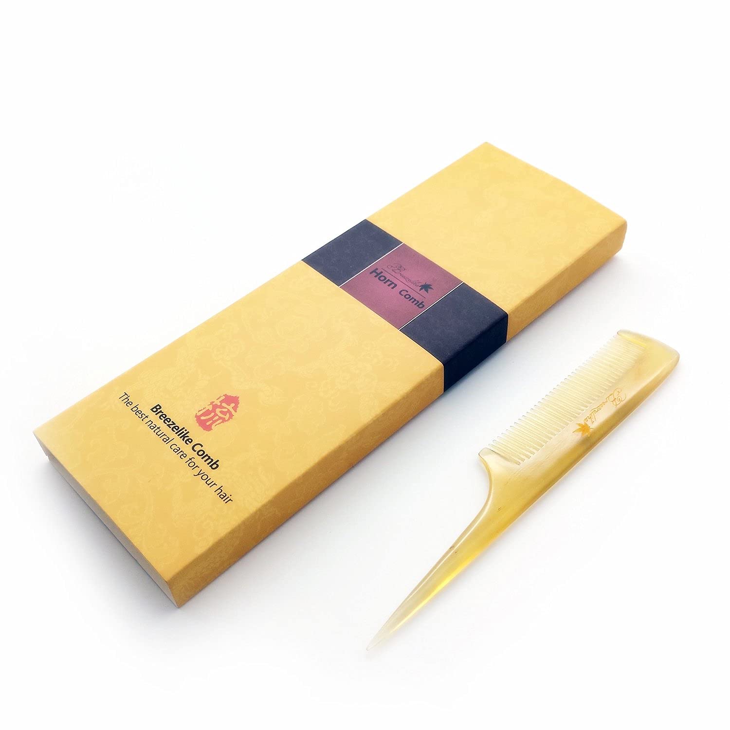 Breezelike Anti-Static Sheep Horn Rat Tail Comb for Smooth Detangling - Perfect for Curly, Wavy & Thick Hair Styling at Home or Salon