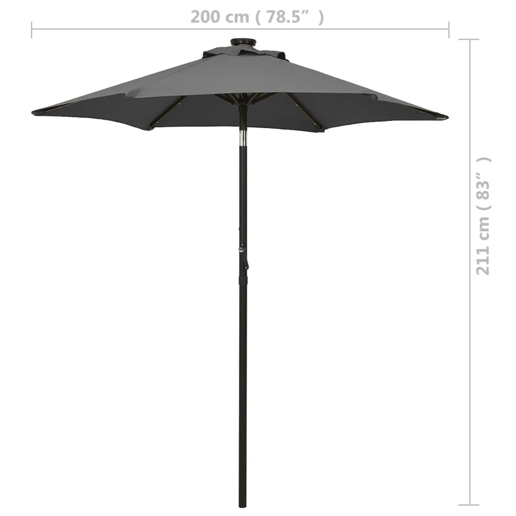 vidaXL LED Garden Parasol with Aluminum Frame - Patio Sunshade Canopy for Outdoor Dining, Poolside Lounging & Backyard Relaxation