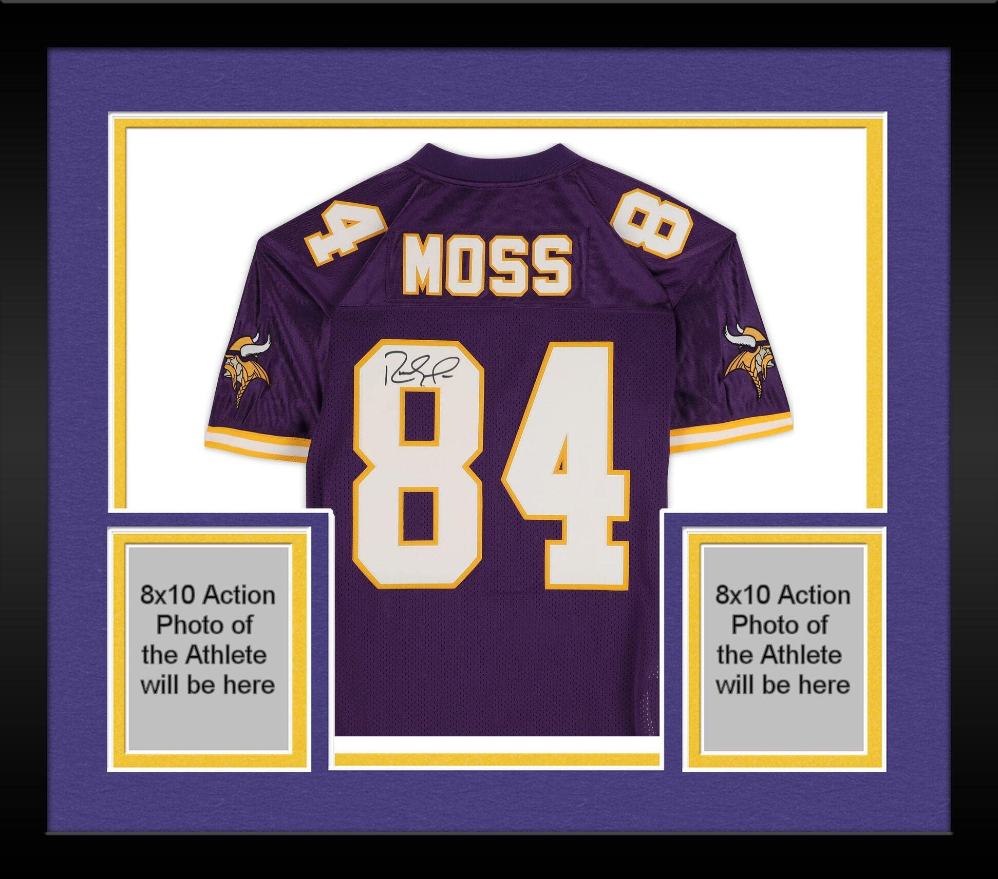Authentic Randy Moss Minnesota Vikings Autographed Mitchell & Ness Framed Jersey - Signed NFL Memorabilia for Sports Fans & Man Cave Decor