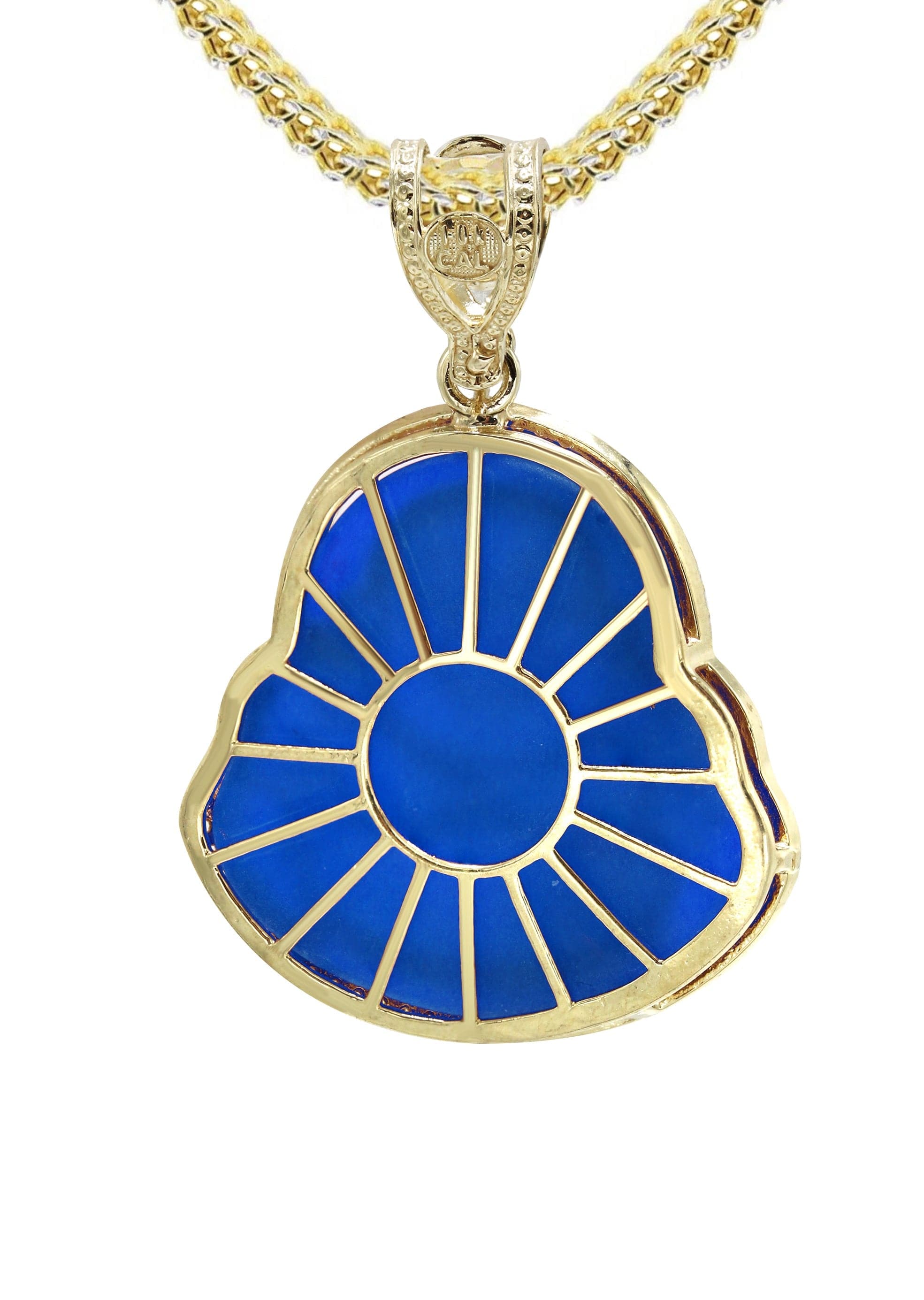 10K Yellow Gold Blue Buddha Pendant Necklace for Women - 21.6 Grams Buddhist Jewelry for Meditation, Yoga & Spiritual Protection