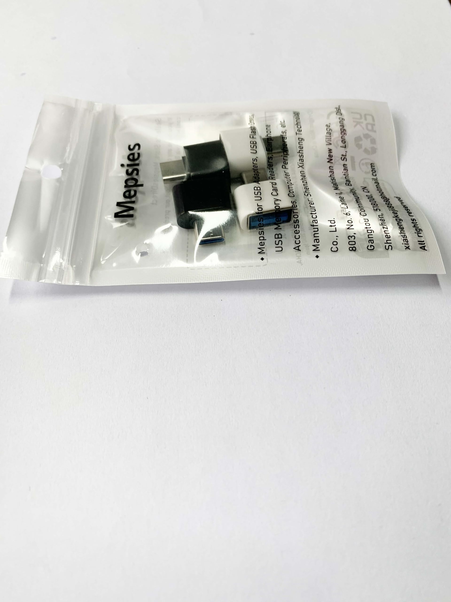4-Pack USB C to USB Adapter (2 Black & 2 White) - USB Female to USB C Male OTG Converter Compatible with MacBook Pro, Samsung Galaxy, Type-C Phones, Laptops & Tablets - Perfect for Data Transfer, Charging & Device Connectivity