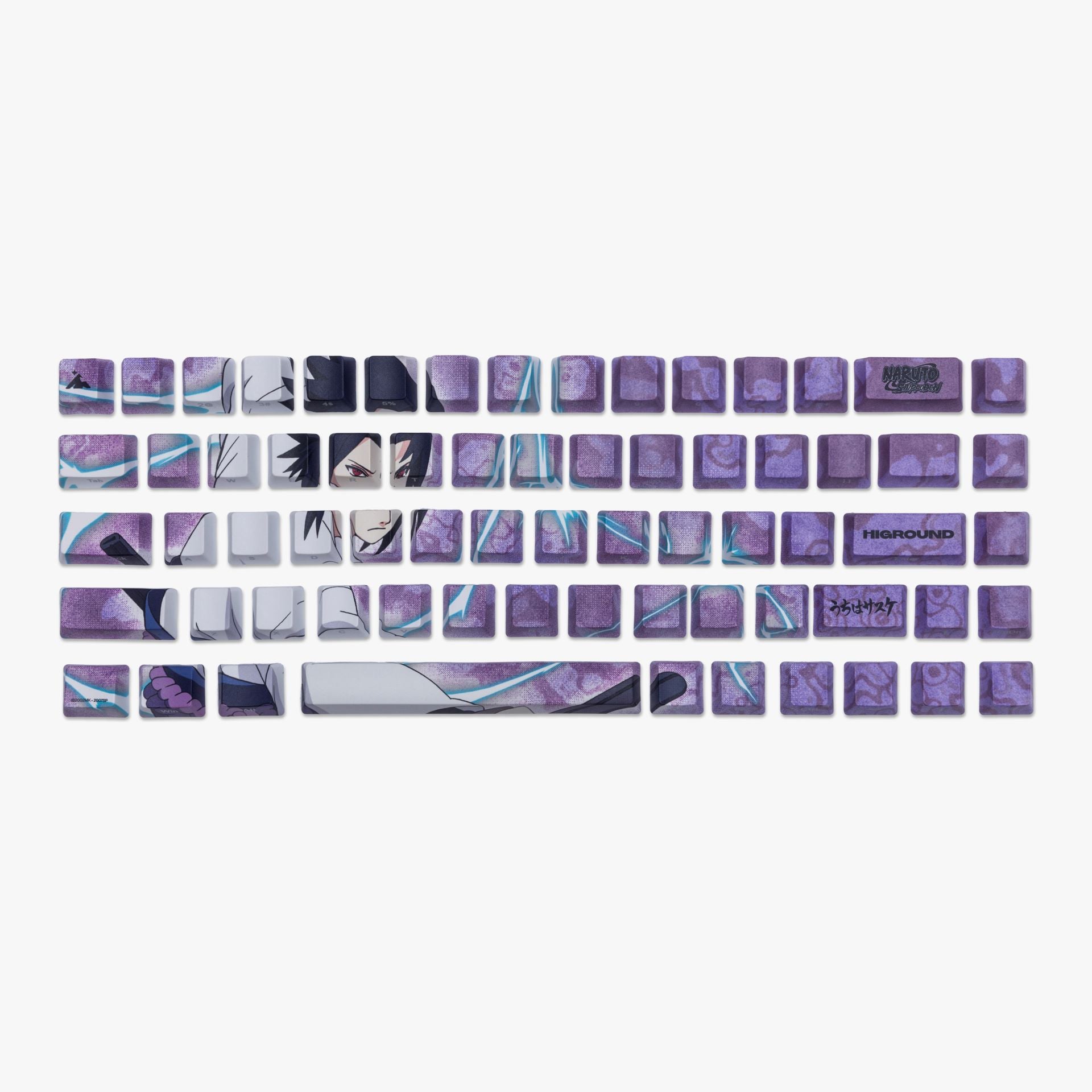 Naruto x HG 68 Keycaps Set - Sasuke Uchiha Anime Mechanical Keyboard Keycaps for Gamers & Typists - Perfect for Gaming, Coding & Office Work