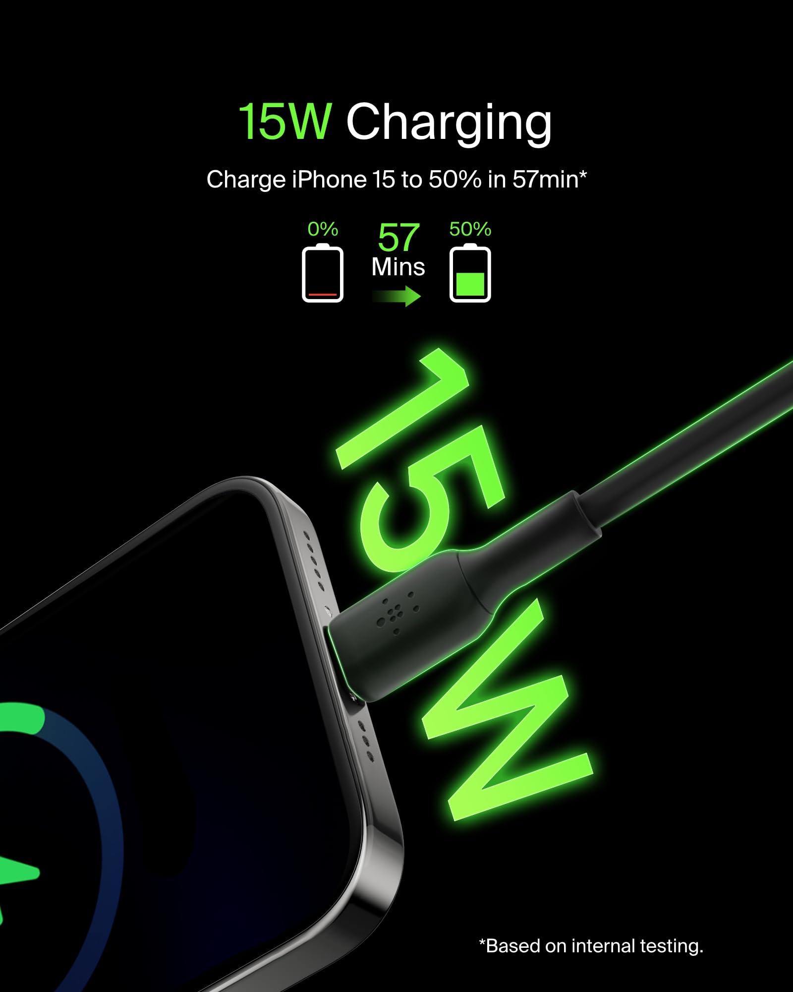 Belkin BoostCharge USB-C to USB-A Fast Charging Cable 15cm - Compatible with iPhone 16/15, Samsung Galaxy S24/S23, Google Pixel, iPad Pro, Nintendo Switch | Durable Nylon Braided Black Cable for Home, Office & Travel Charging