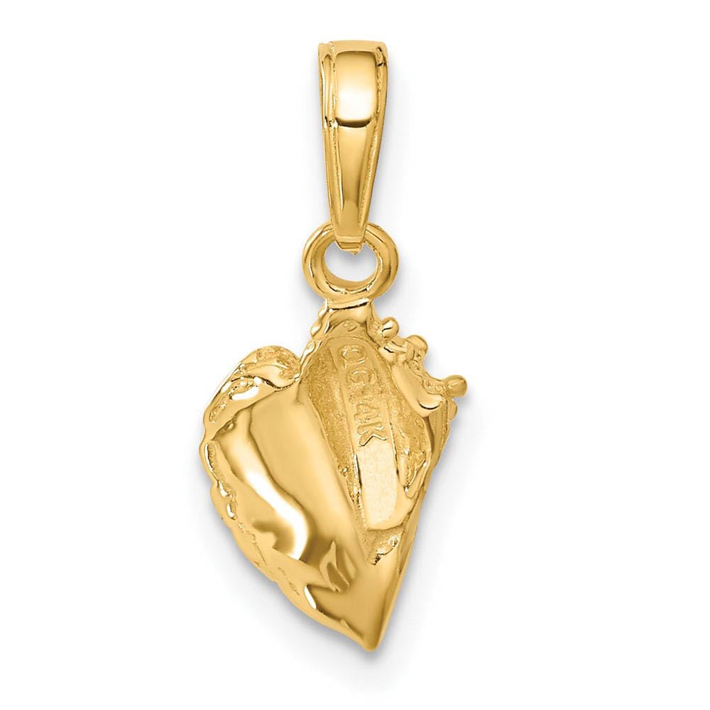 14k Yellow Gold Conch Shell Pendant - Elegant Black Bow for Beach & Party Wear