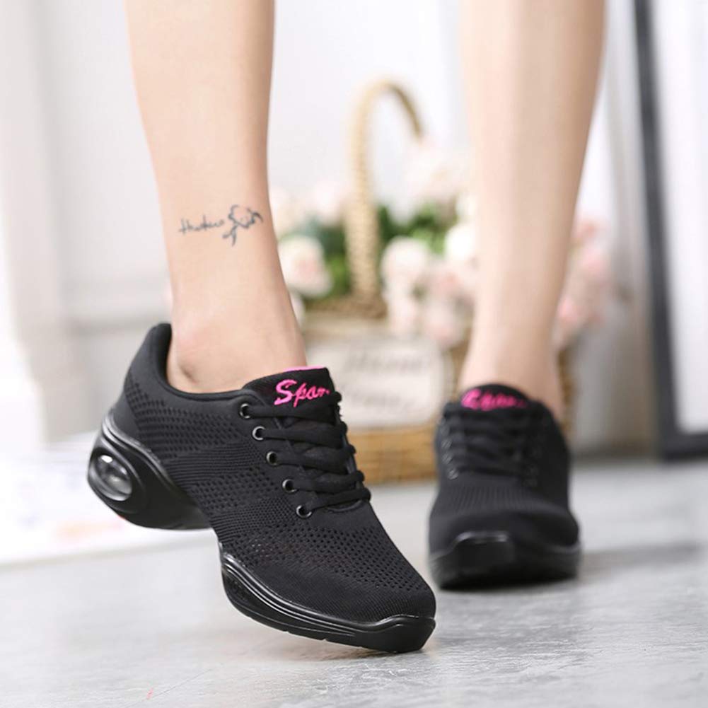 Women's Mesh Split Sole Jazz Dance Sneakers - Breathable Lace-Up Ballroom & Fitness Shoes for Ladies | Perfect for Latin, Salsa, Ballet & Dance Classes