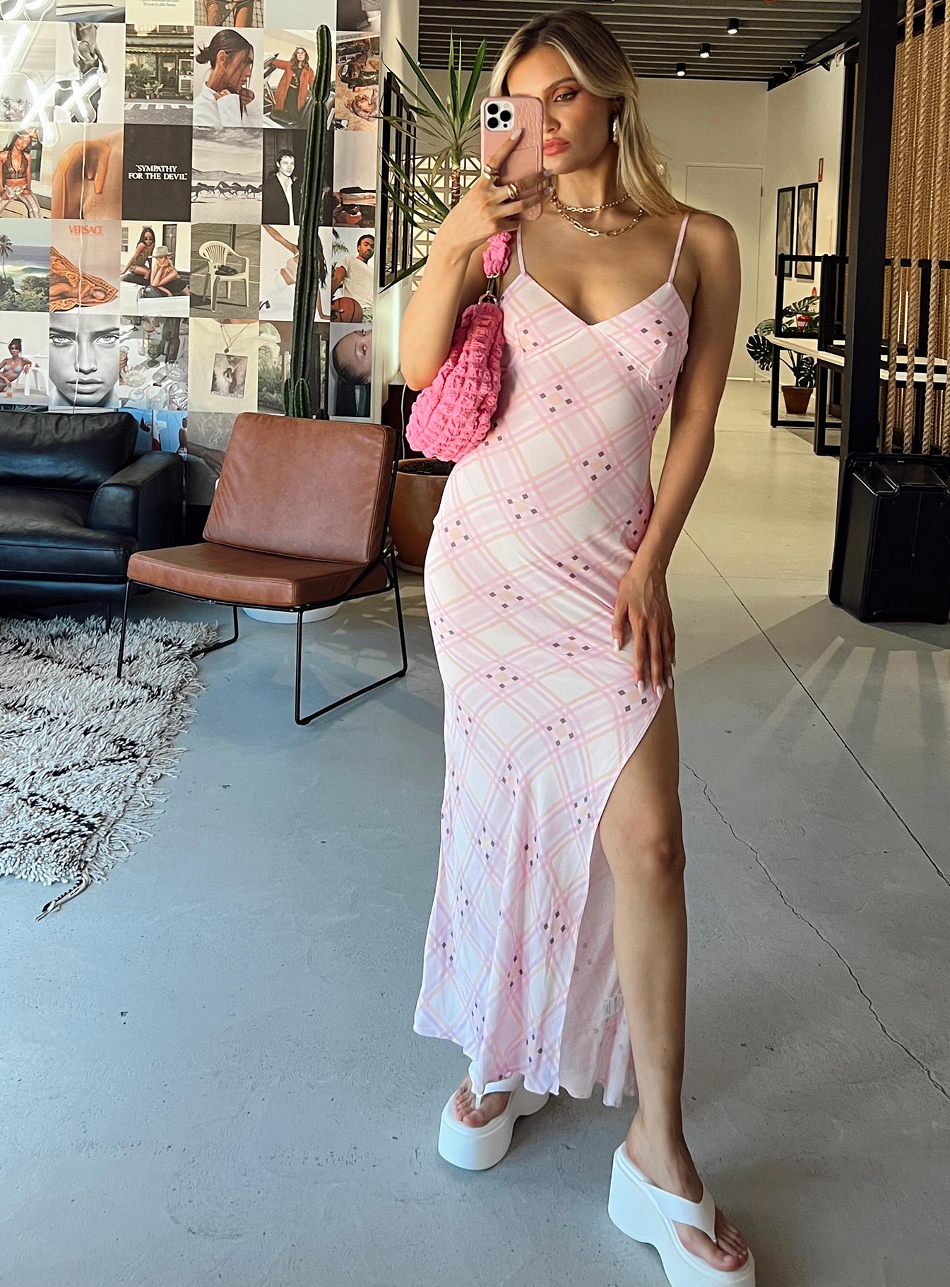 Amity Maxi Dress for Women - Flowy Pink Multi Print Long Summer Dress - Perfect for Beach, Vacation & Casual Outings