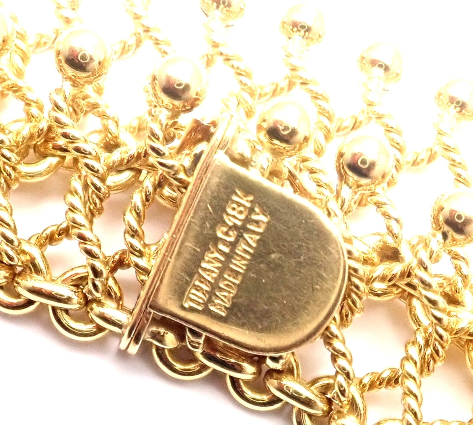 Authentic Vintage Tiffany & Co 18k Yellow Gold Cleopatra Collar Link Necklace - Elegant Statement Jewelry for Women, Perfect for Parties, Weddings & Special Occasions
