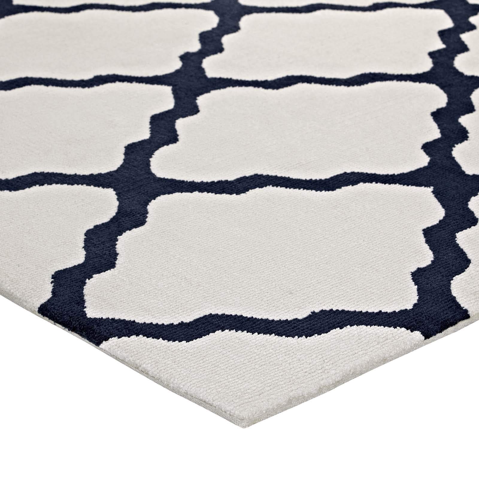 Modern Contemporary Urban Living Room Area Rug - Soft Fabric Floor Carpet in Multi Navy Blue - Perfect for Lounge, Bedroom & Home Decor