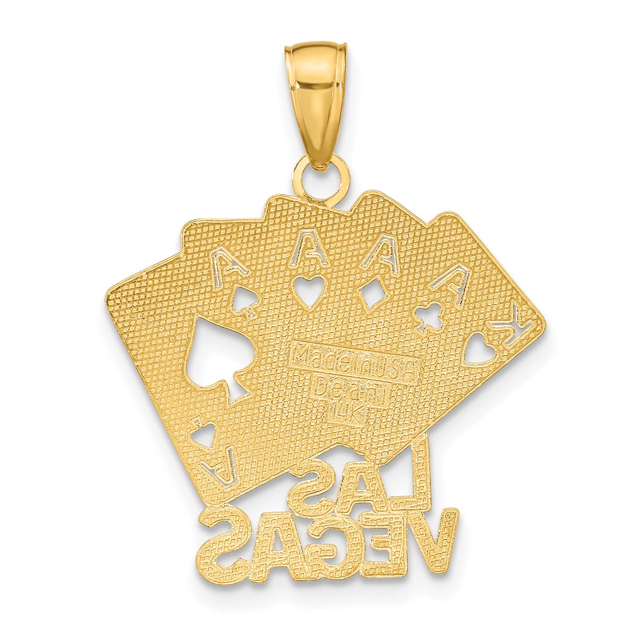 14k Yellow Gold Las Vegas Playing Cards Charm Pendant Necklace for Women - Perfect for Casino Nights, Birthday Gifts & Travel Souvenirs