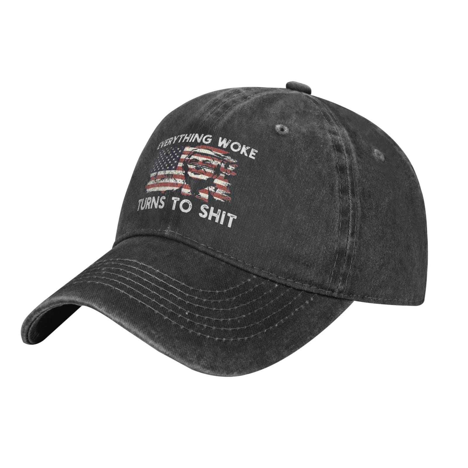 Trump 2024 Baseball Cap - 'Everything Woke Turns to Shit' Graphic Hat for Men | Political Campaign Hat for MAGA Supporters & Conservative Events