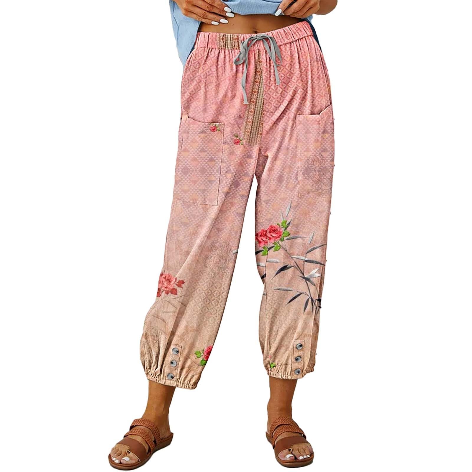 Women's High Waist Cargo Pants - Printed Elastic Wide Leg Trousers with Quick Dry Fabric | Outdoor Hiking, Travel & Casual Wear Sweatpants for Women
